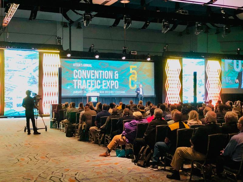 InfraStripe's tweet photo. The team sitting in on the ATSSA opening session keynote with Ken Schmidt, former Director of Communications with Harley Davidson. Off to a great start!

#ATSSA #expo #convention #50years #keynote #kenschmidt #neworleans #InfraStripe https://t.co/kfj1Chm0Pl