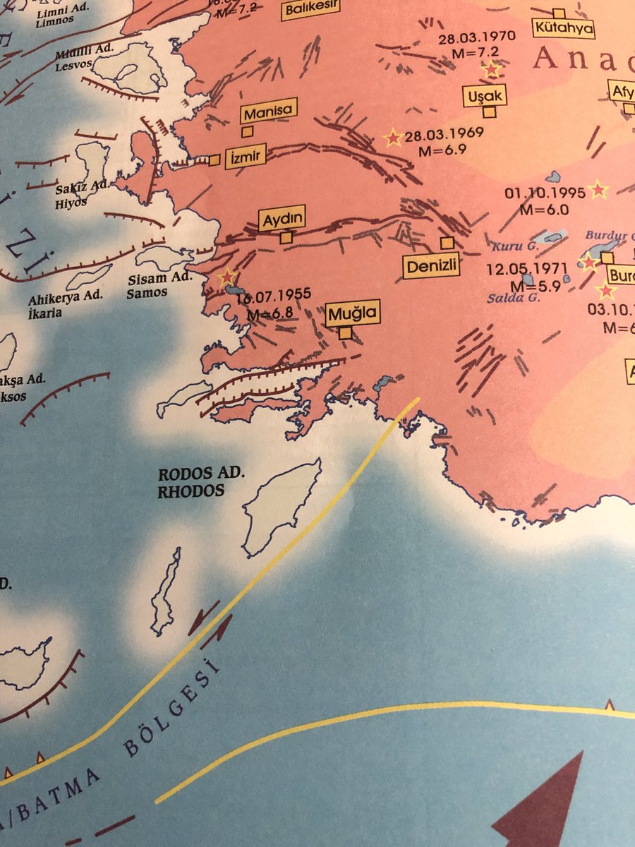 Arkadaşlar eğer şimdi Marmariste olan deprem Marmaris açıklarında ve denizde olduysa buradaki Girit-Kıbrıs dalma batma sistemi ile ilgili olmalıdır. Resimde sarı faya dikkat. İyi akşamlar