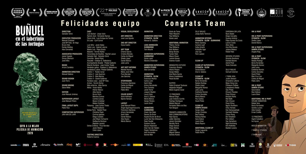 BunuelLaberinto's tweet photo. Felicidades Equipo - Congrats Team
Buñuel En El Laberinto De Las Tortugas
Mejor película de animación 2020
❤😘📽🐢🐢🐢👏🎞😃
#Buñuelenellaberintodelastortugas #Goya2020 https://t.co/oy8OMK4Hsb