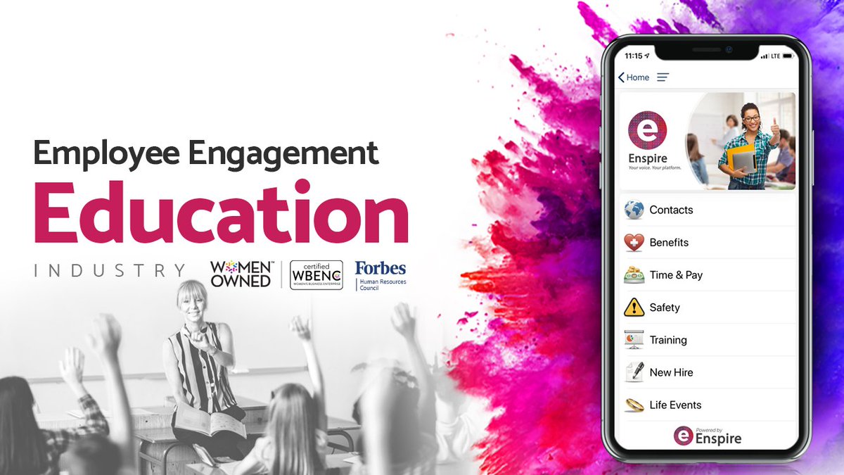 EnspireHealth's tweet photo. #SchoolDistricts partner with @EnspireHealth to offer staff better access to resources.  With over 15 years of district experience, Enspire's own Stacy McCallie shares top #employeeengagement insights for 2020. https://t.co/AB92qCTjeK
#enspiretechnology #forbeshrcouncil #wbenc https://t.co/BrcPt4031h