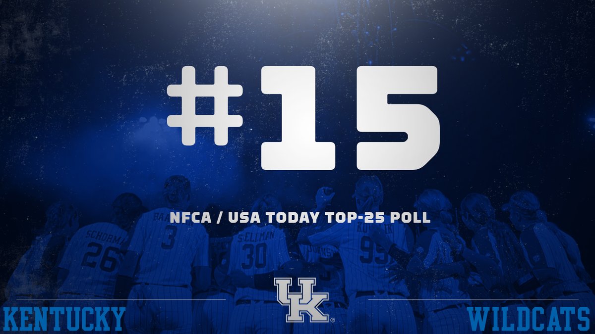 UKsoftball's tweet photo. #1β£5β£
Kentucky will begin the season slotted No. 15 in the NFCA/USA Today Top-25 Coaches' Poll.
This is the seventh-straight season UK has been ranked in the top 20 to start the season under @UKCoachLawson π₯
Full rankings: https://t.co/0XoXE8AdJU https://t.co/pROM7vxtHQ