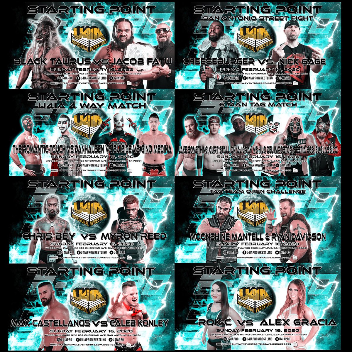 U4IAPRO's tweet photo. ๐ฅFIRE LINEUP๐ฅ
#U4IAPRO #StartingPoint
Sun Feb 16th @ Woodlawn Lake Park Gym 1103 Cincinnati Ave
#SanAntonio TX 78201
Fatu vs Taurus
Gage vs Burger
Reed vs Bey
RomanticTouch-Danhausen-Suicide-Gino
+Meet Kenny King & Silas Young & much more
Tickets๐https://t.co/Sursbl5uKT https://t.co/EYJlhrGhbS