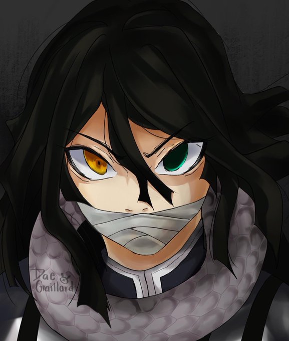 Dae @ COMMISSIONS OPENさんがTwitterに投稿した伊黒小芭内(鬼滅の刃)のイラスト。