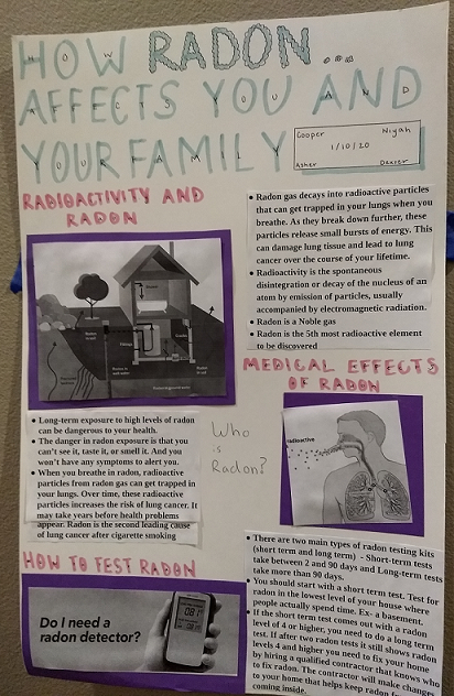 Student radon safety poster at Radon Forum Northwest