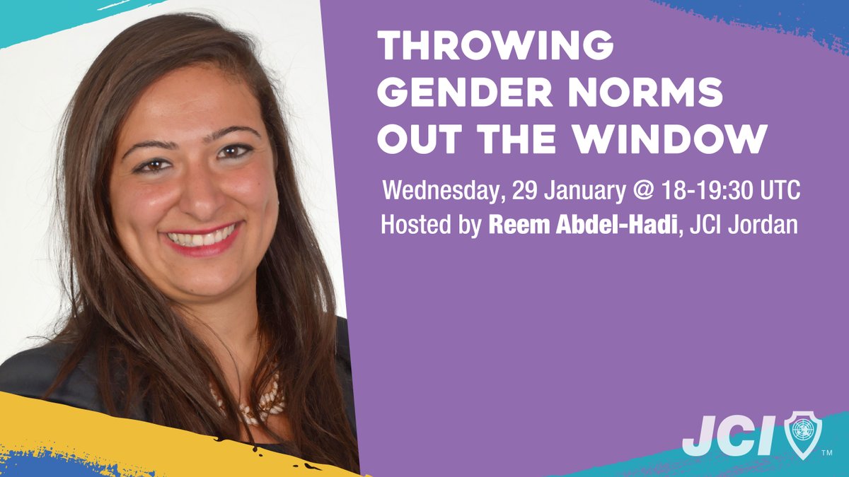 The JCI Europe Equality and Diversity Taskforce is pleased to offer the first of a series of free webinars! Join Reem Abdel-Hadi tomorrow, January 28 @ 18:00 UTC/GMT for "Throwing Gender Norms Out the Window." Register here: bit.ly/2UbZYsP