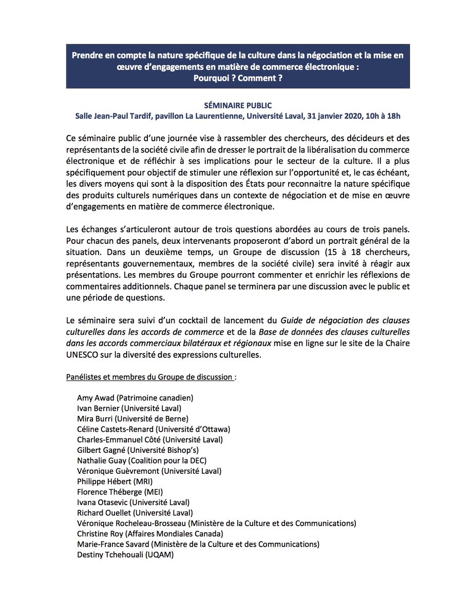 Chaire UNESCO diversité expressions culturelles tweet media