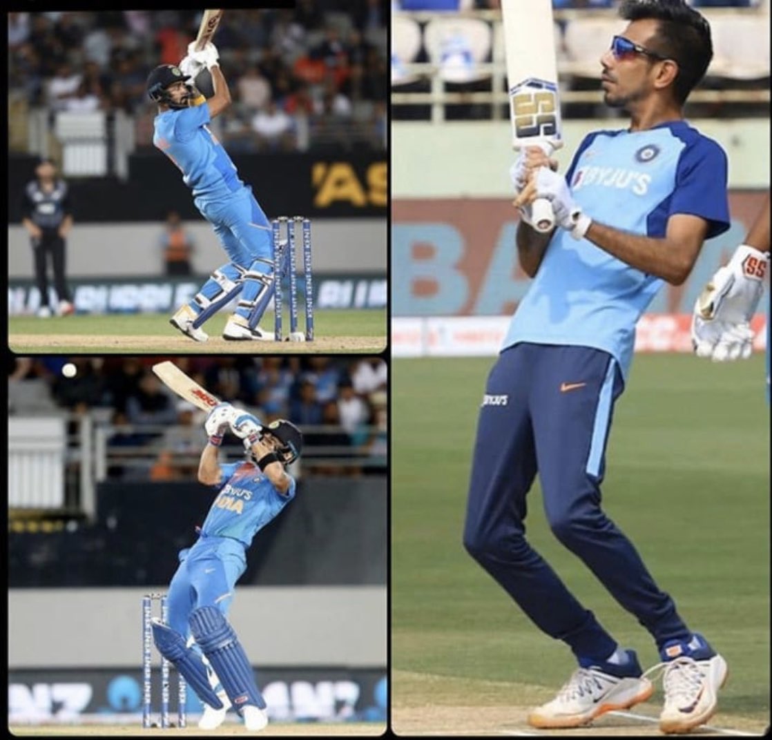 yuzi_chahal's tweet image. When they trying to copy my shot 😂🤣😜 not bad keep it up youngsters 🙈🙏🏻 @BCCI 🇮🇳