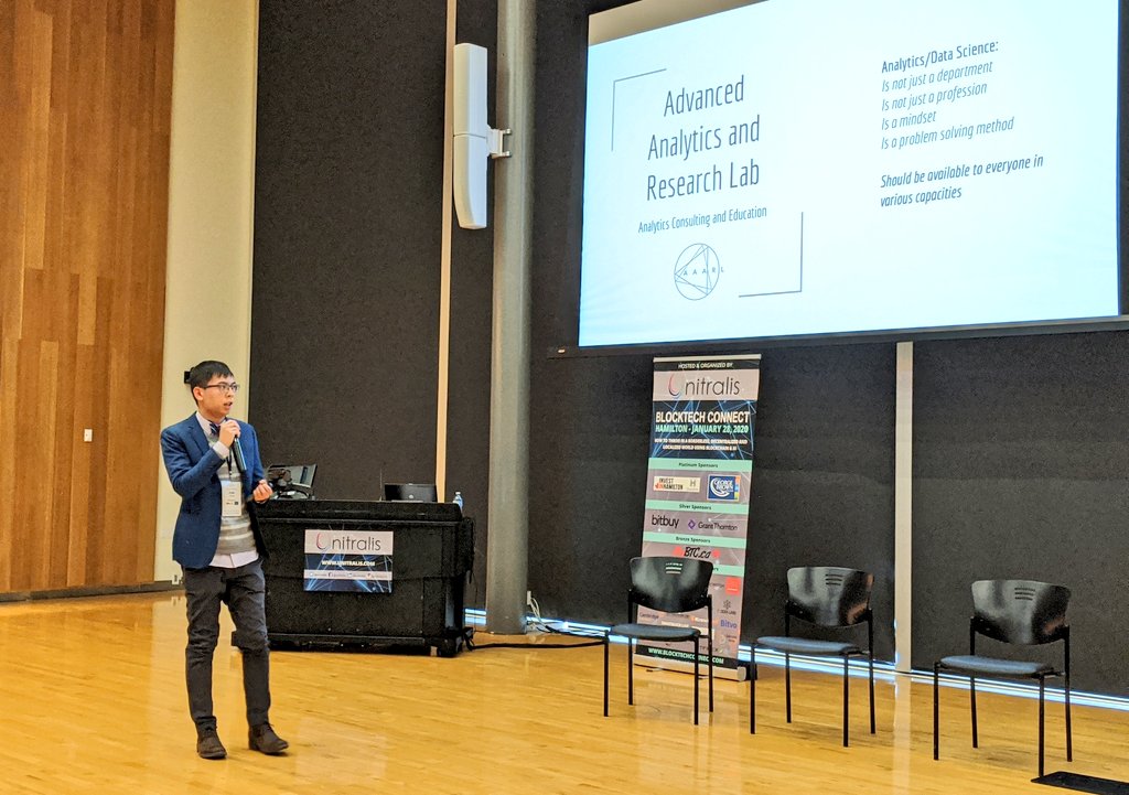 TheGeneratorCa's tweet photo. Eric Huang of @aaarl_ca: machine learning &amp; AI are always in the news but analytics is the core of every business. #BlocktechConnect https://t.co/EuGHMymWyG