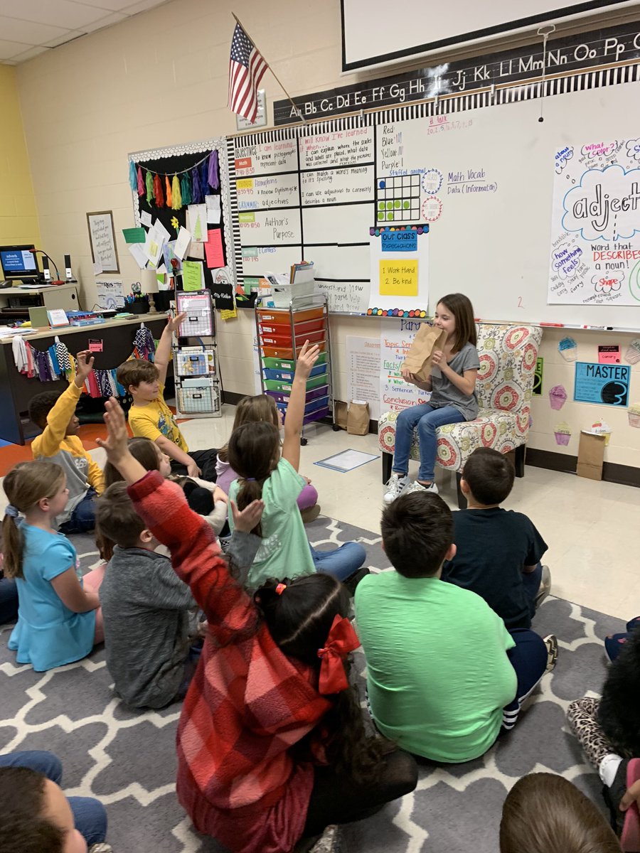 BCEmsharbin's tweet photo. So much excitement playing Adjective Surprise! We brought in our favorite items and described them using adjectives, our classmates had to guess what we brought. @goostreek @BCEmsharbin https://t.co/DlRK6TLkmq