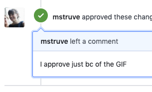 PR Approval message says I approve just bc of the gif