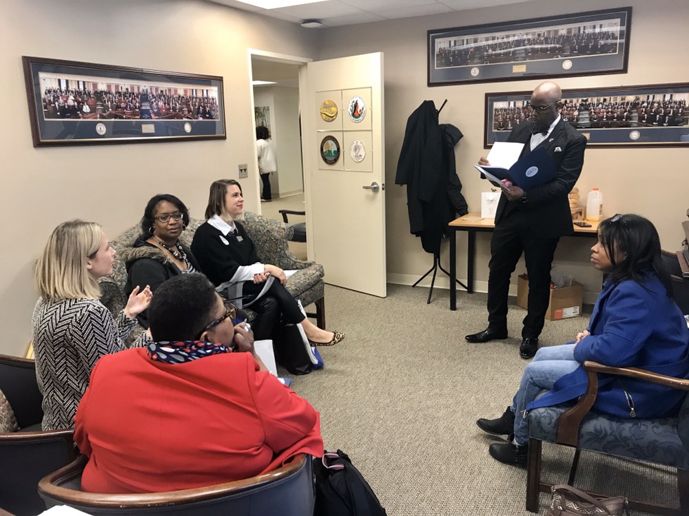 Thank you to Del. <a href="/DeloresLMcQuinn/">Delores L. McQuinn</a>'s office for meeting w/ several of our #HealthyMarketVA volunteers today! #DefendPreEx #Healthcare