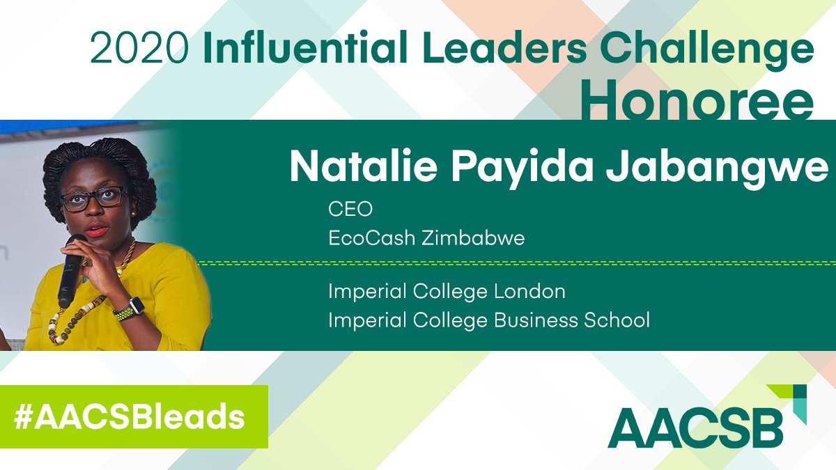 Congratulations to alumna @JabangwePNN (DLMBA 2012) who has been recognized as one of only 25 @AACSB 2020 Influential Leaders by creating a positive impact on society through her work on #fintech inclusion & innovation
#AACSBleads #ImperialMeansBusiness
imprl.biz/2RZuJhT