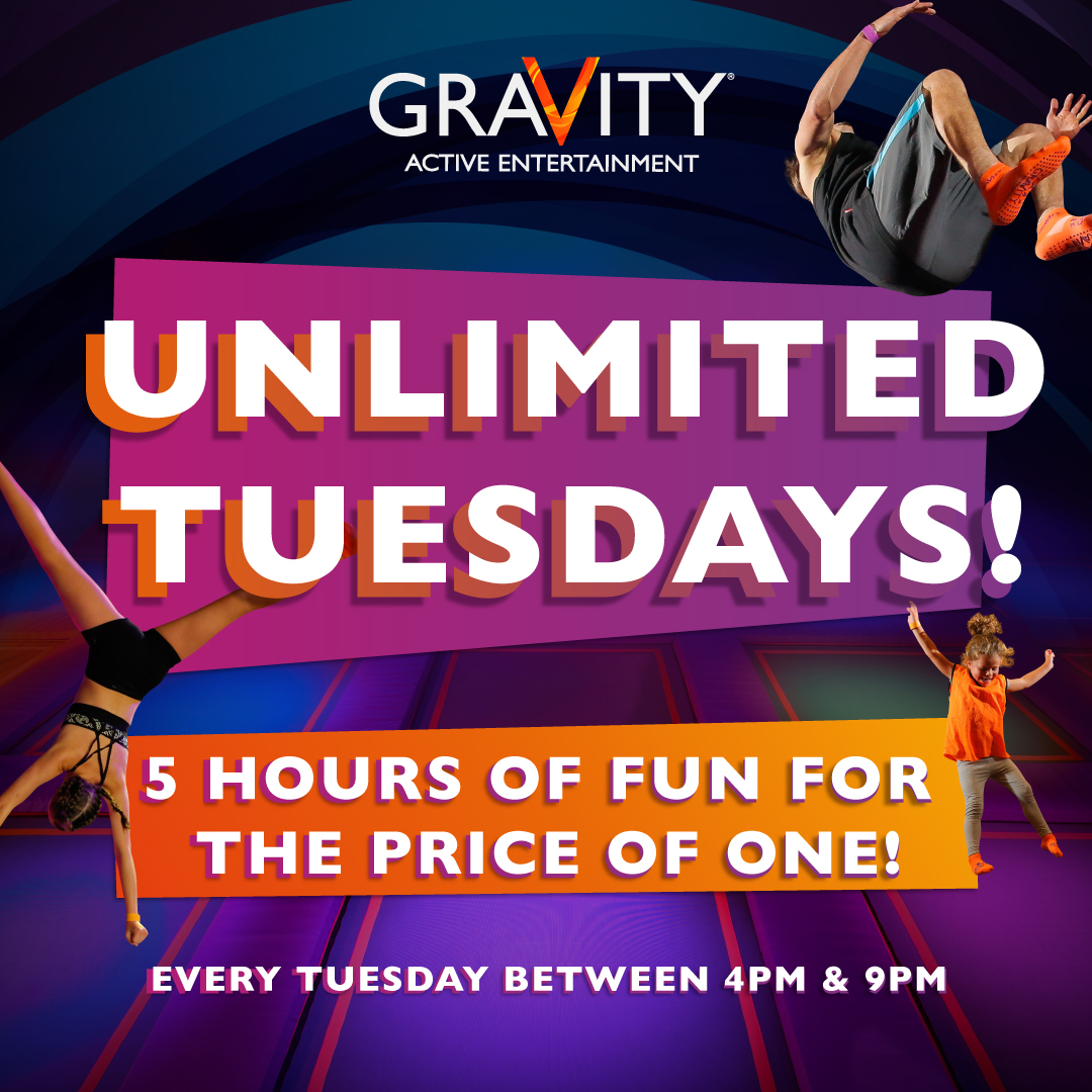 UNLIMITED TUESDAYS ⚡️💜 During term time only, you can bounce as much as you like from 4pm until 9pm 🥳 Arrive when you like and bounce when you like! 🙌 Book your unlimited bounce now! bit.ly/38Jk1CK 🤸‍♀️ #GravityXscape #XscapeYorkshire #UnlimitedBounce #Bounce