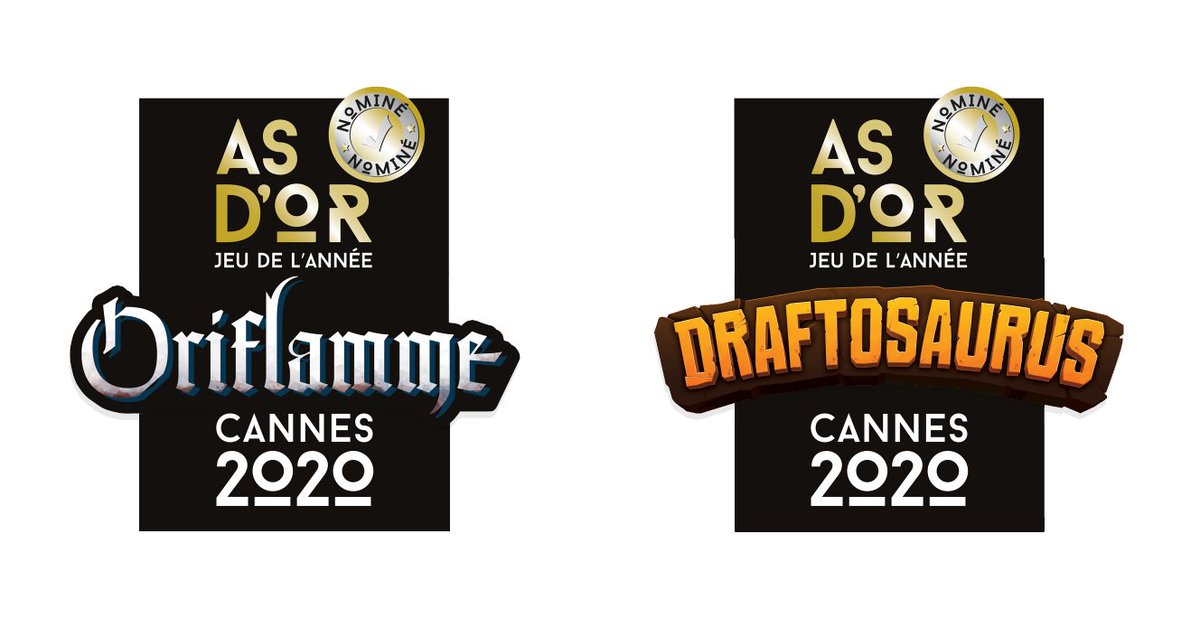 forgenext's tweet photo. Quelle joie  !!! Nous avons deux jeux en final des As d'Or 2020 Jeu de l'année avec Oriflamme, des frères Hesling, édité chez @Studio_H_Games  ainsi que Draftosaurus, de la @TeamKaedama  édité chez @AnkamaBG 

Un grand merci aux auteurs et  aux éditeurs pour leur confiance. https://t.co/MjAxfpMxgE