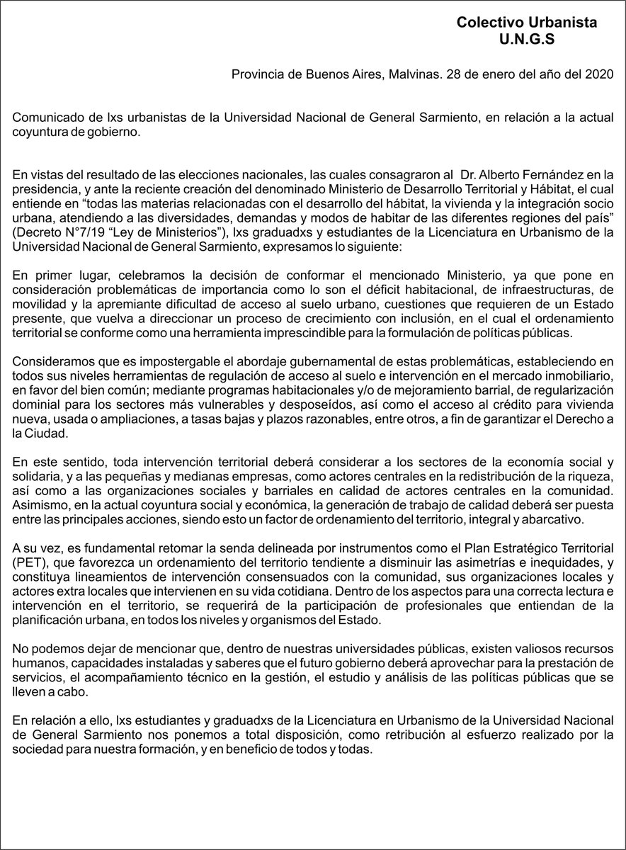 Urbanismo UNGS tweet media