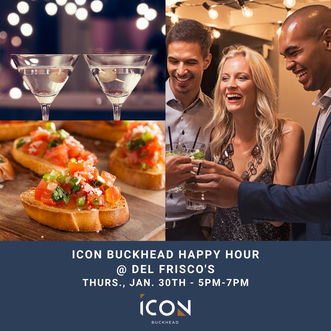 YOU'RE INVITED! We all know Happy Hour is the best hour, so come join us @ Del Frisco's Grille for Happy Hour on THURS., 1/30 from 5-7PM & meet new friends! Enjoy a complimentary drink & apps. RSVP: rsvpiconbuckhead@relatedgroup.com #happyhour #delfriscosgrille #buckheadevents