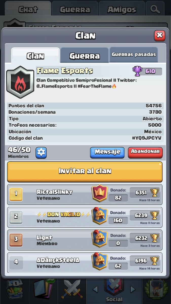 🔥FAMILIA FLAME ESPORTS🔥

🏅Poco a poco el clan fue creciendo, ahorita mismo estamos buscando jugadores con experiencia para cerrar cupos de ingreso🏅

⚠️REQUISITOS⚠️
+5300🏆
Ser Activo 

Anímate a entrar a este gran proyecto🙌🏻🔥

RT’S SE AGRADECEN