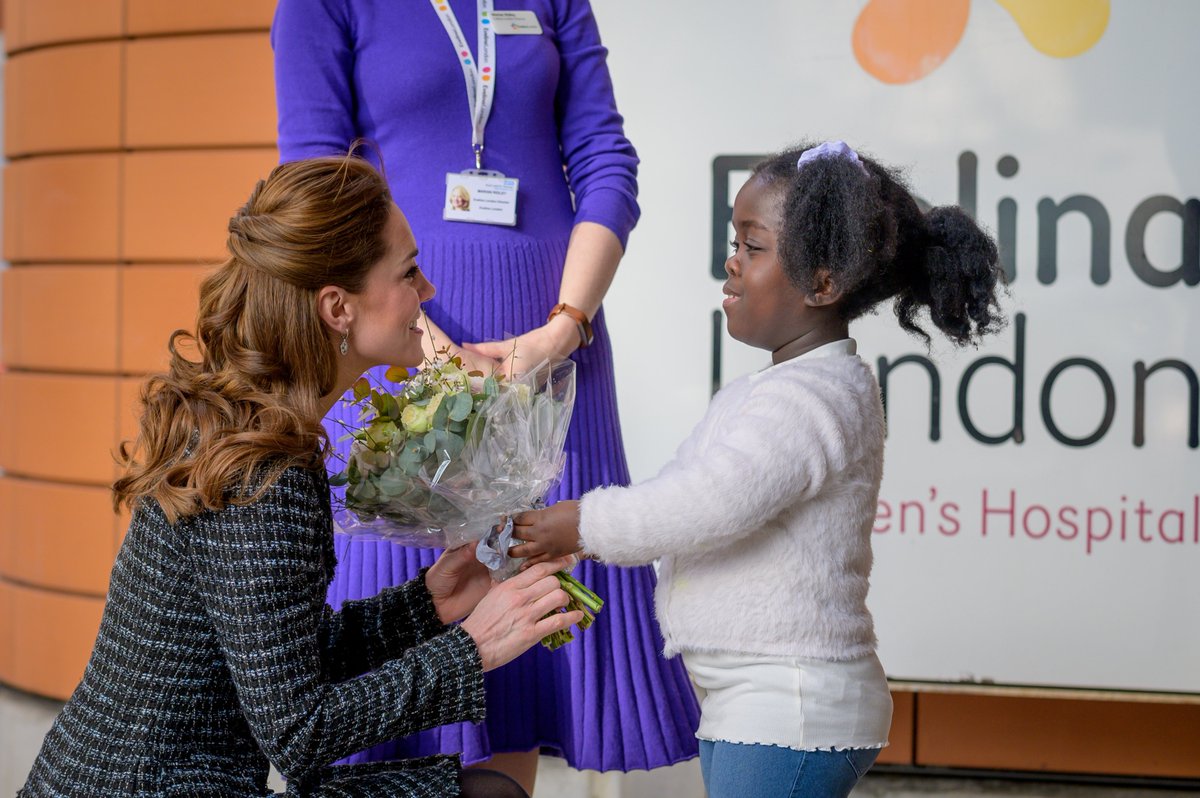 HRH The Duchess of Cambridge being greeted by an Evelina London patient outside our hospital.