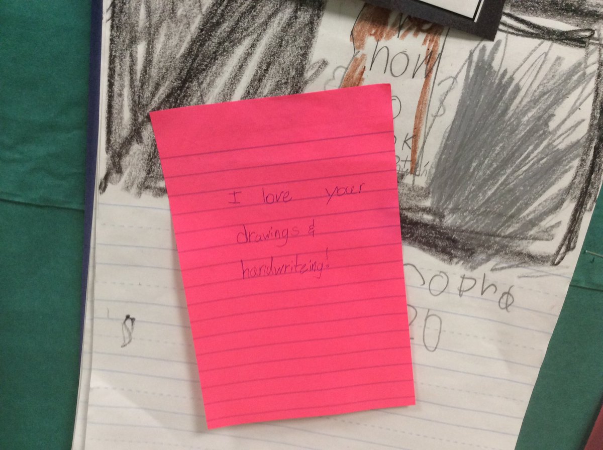 MrsIula's tweet photo. We spotted some amazing 1st grade writing in the hallway @tchanatski -so of course we left some compliments and feedback! So impressed with their sketching, transition words, and story structure all from first graders!! 🤩✏️
💗,
Your third grade buddies
@Hubbard_School https://t.co/tF03f8bDH1