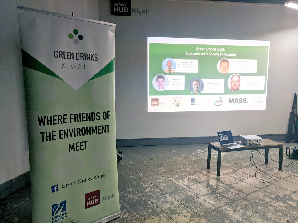 Happening now: <a href="/GreenDrinksKGL/">Green Drinks Kigali</a> on Flooding in #Rwanda at <a href="/ImpactHubKigali/">Impact Hub Kigali</a>. Kicking off shortly as it rains and some parts of Kigali experience flooding. A topical topic tonight! #GreenRwanda