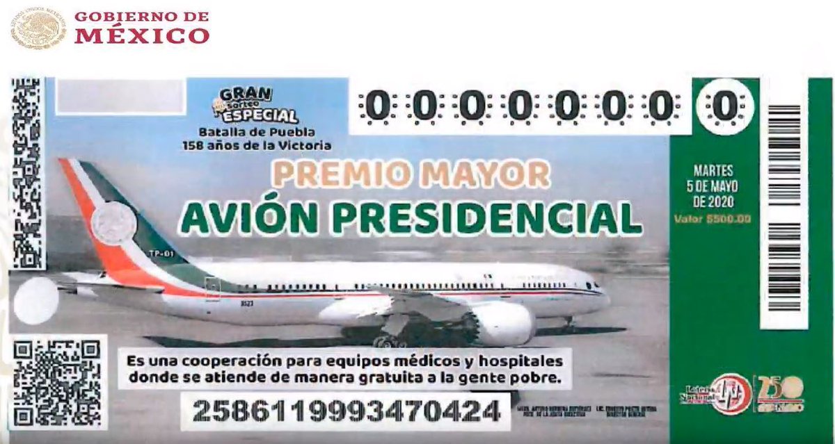 ErandiBermudez's tweet photo. Dice el presidente que ahí tienen su boleto de la rifa del #AviónPresidencial para que se les olvide la grave crisis de salud que hay en este país. https://t.co/yi728GoxPI