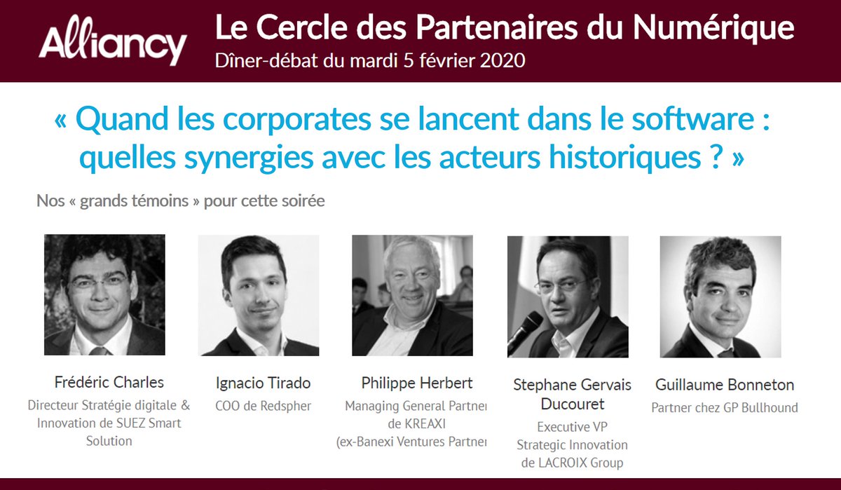 Dîner-débat #leCDP - 05/02 : « Quand les corporates se lancent dans le #software : quelles synergies avec les acteurs historiques ? » 

📌 Inscrivez-vous ici lecdp.com et venez rencontrer les intervenants !

#Softwarecompany #Transfonum #It
