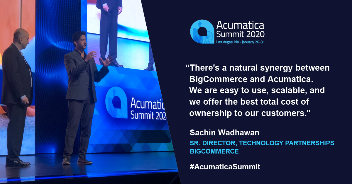 Acumatica's tweet photo. There's a natural synergy between @BigCommerce &amp; Acumatica - so true! #Acumatica2020R1 #AcumaticaSummit https://t.co/KGwxoj7p5J
