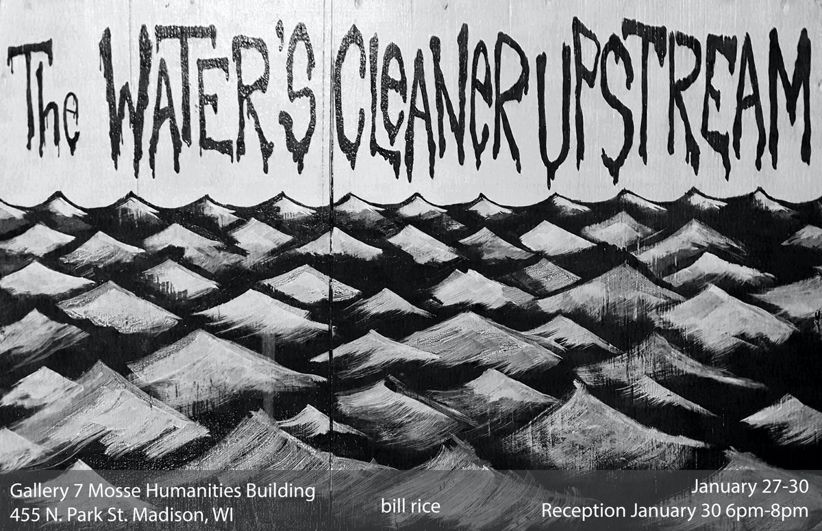 UW_ARTdept's tweet photo. See the Water's Cleaner Upstream: MA Exhibition by woodworker Bill Rice in Gallery 7 in the Humanities Building, 7th Floor, now through the 30th.
Meet the artist at the closing reception this Thurs, Jan 30, 6-8pm!
#UWMadison #UWgrad #woodworking #artsatuw #madisonart #Gallery7 https://t.co/FV9WJ4I3Vq