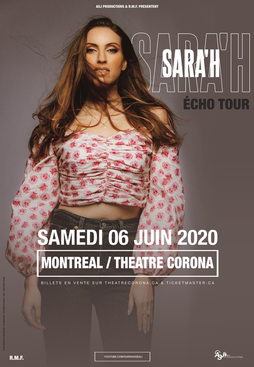 Sara_hofficiel's tweet photo. Hello 😊 La billetterie pour la date exceptionnelle à Montréal 🇨🇦 est ouverte juste ici 😍 : https://t.co/kgABb09q9F
Pour toutes les autres dates et réservations c’est juste ici : https://t.co/aSVpCcOKzj ❤️ #nouvelletournée #echotour #bientot https://t.co/lEaMD9a5rO