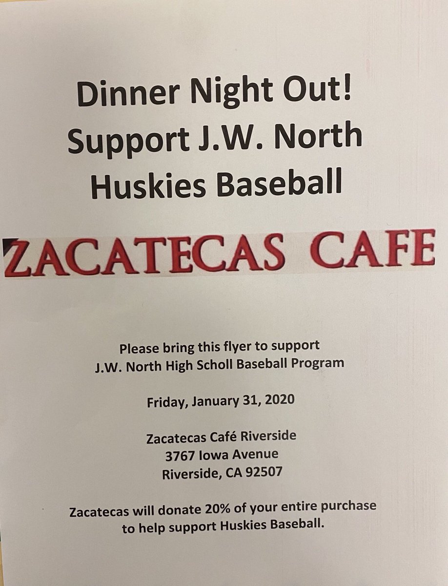 JWNorthbaseball's tweet photo. Come out this Friday for some great food!! All for a great cause. https://t.co/q4jzLnitcH