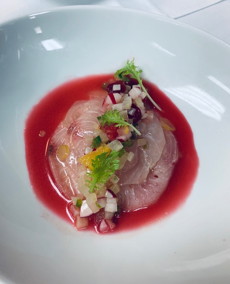 Have you ever seen such a beautiful color?! Our #NYCRestaurantWeek menu features this Hamachi Ceviche with blood orange, Buddha's hand, jalapeño and radish.