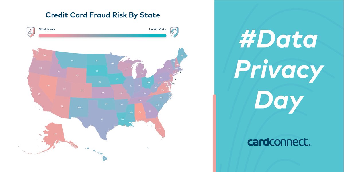 CardConnect's tweet photo. For #DataPrivacyDay, we took a look at which states are most at risk for credit card fraud. Is your company located within the top 5 most risky states? Find out at #LaunchPointe! https://t.co/uVVQ8WPpvS https://t.co/FKQB8oJauq