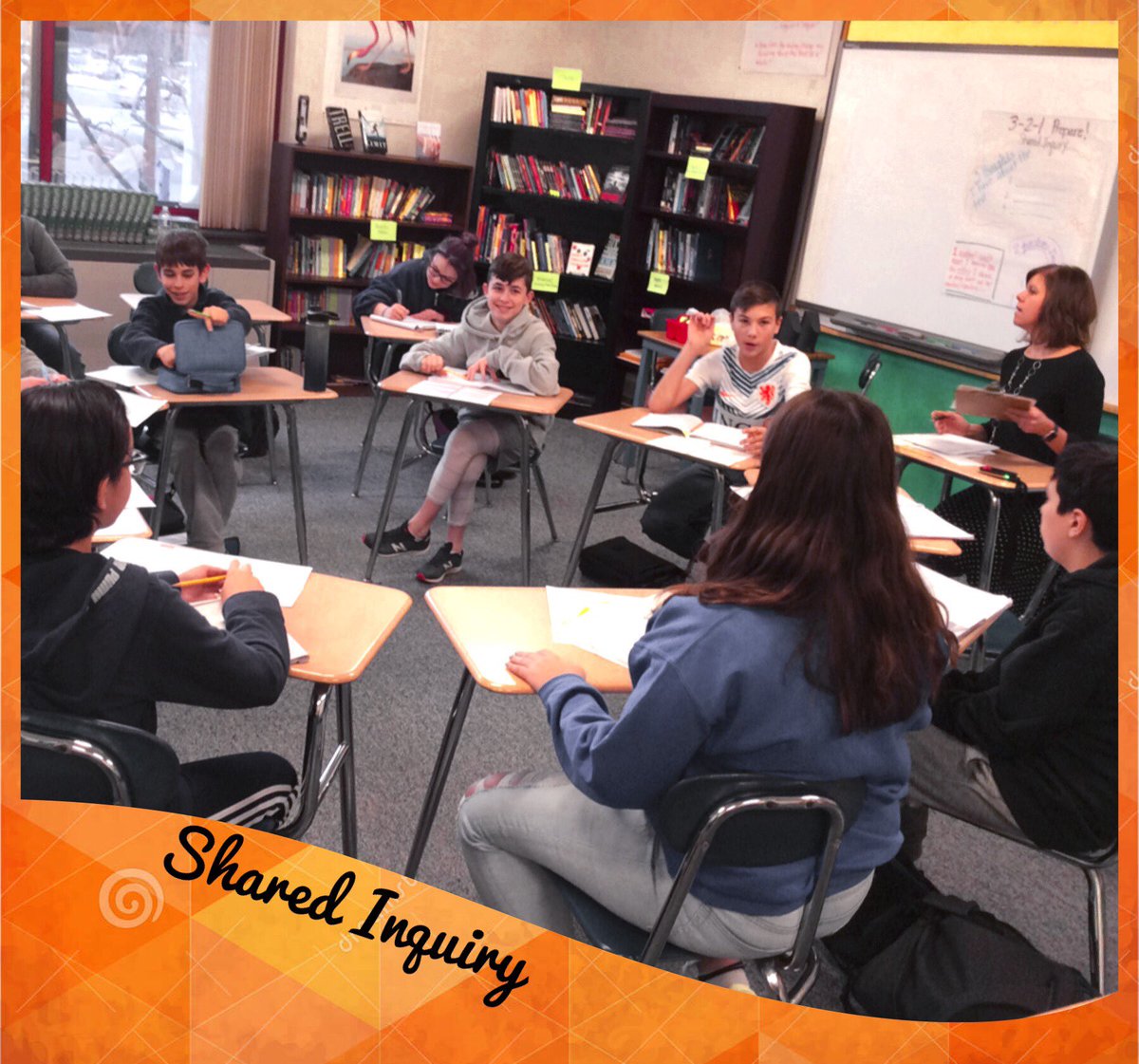 NFMiddleOrange's tweet photo. Students participating in a Shared Inquiry during #ELA 
#MrsButoracNFMS https://t.co/OQyDc3UNpj