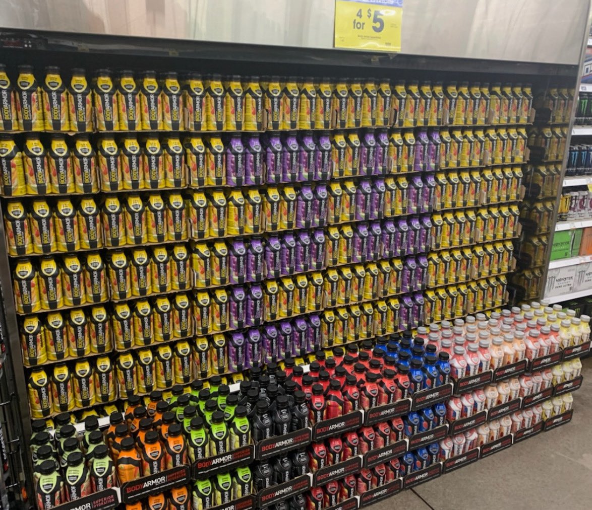 darrenrovell's tweet image. Kobe Bryant was the fourth largest owner of sports drink @DrinkBODYARMOR. Today, at a Kroger in Martinez, Ga., the bottles on the shelf show Kobe’s number.