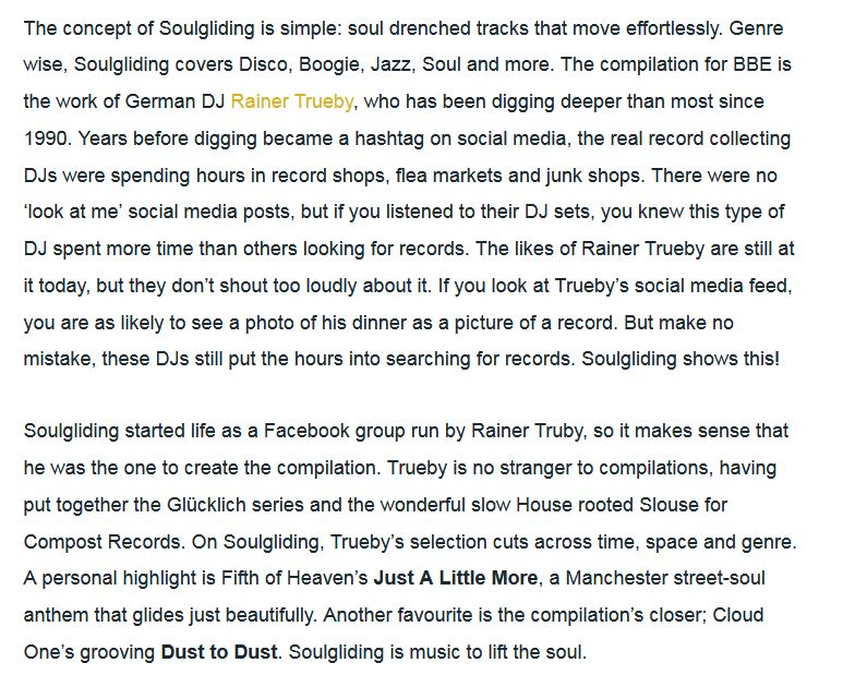 Jon_Freer's tweet photo. Various - Rainer Truby Presents Soulgliding - BBE
@bbemusic @rainertrueby
#soulgliding #rainertruby #bbemusic #freersounds #digging #soul #jazz #disco #boogie
https://t.co/OMlq9wWEML https://t.co/kKSSYjRbBu