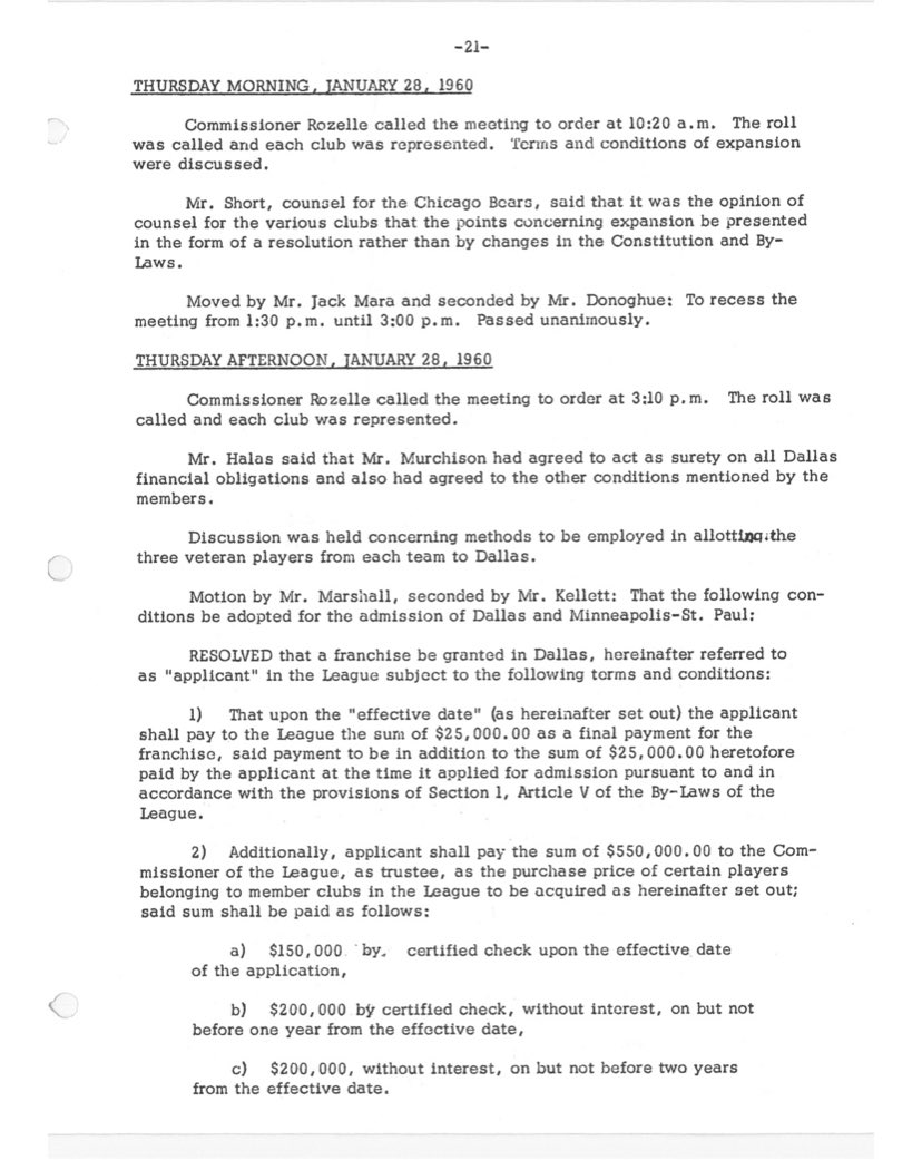 JoriEpstein's tweet image. 60 years ago today, the NFL approved the addition of the Dallas Cowboys as league’s 13th team.

A fun throwback to the minutes from that meeting: