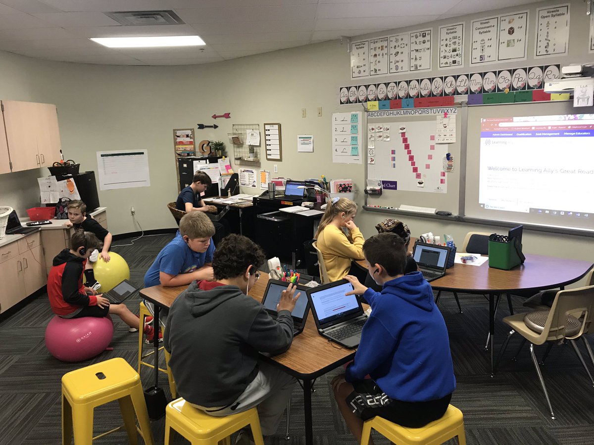 KLRux_Graves's tweet photo. These students are motivated readers! They love using audiobooks from @Learning_Ally #GRG20 #wearereaders @nebbie_williams https://t.co/HlSWljxs9h