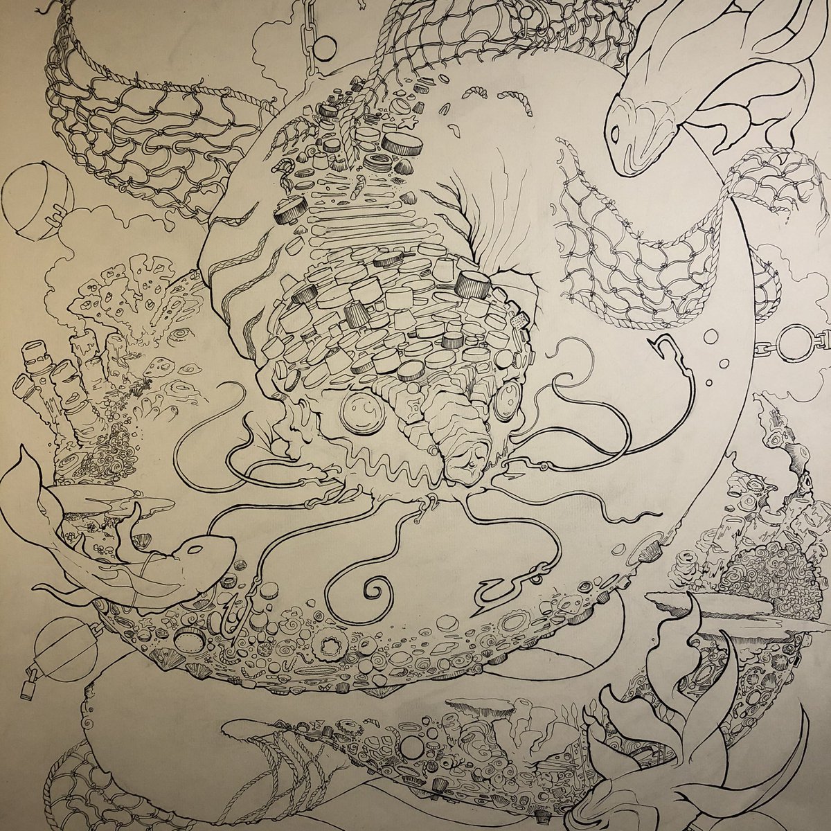 GordyCraw's tweet photo. Look at this ferocious fishy! Just the basic line work for now. Next colour!!!!
#art #illustration #fish #marinebiology #ecofriendly #eco #linework #draftsman #pen #ink #blackandwhite #artist #plasticsea #eel #seamonster #leviathan #bht #dundee #dundeeartists #dundeeartist https://t.co/9pGGwnxf6d