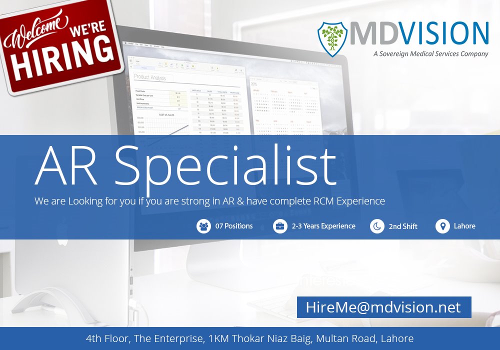 mdvisionpvtltd's tweet photo. #Required #AR_Executive #AR_Specialist #Denial #Followup #DenialCodes #ASC #Expert #Professional #MedicalBilling #Healthcare #MDVision https://t.co/QTOykQ4iih