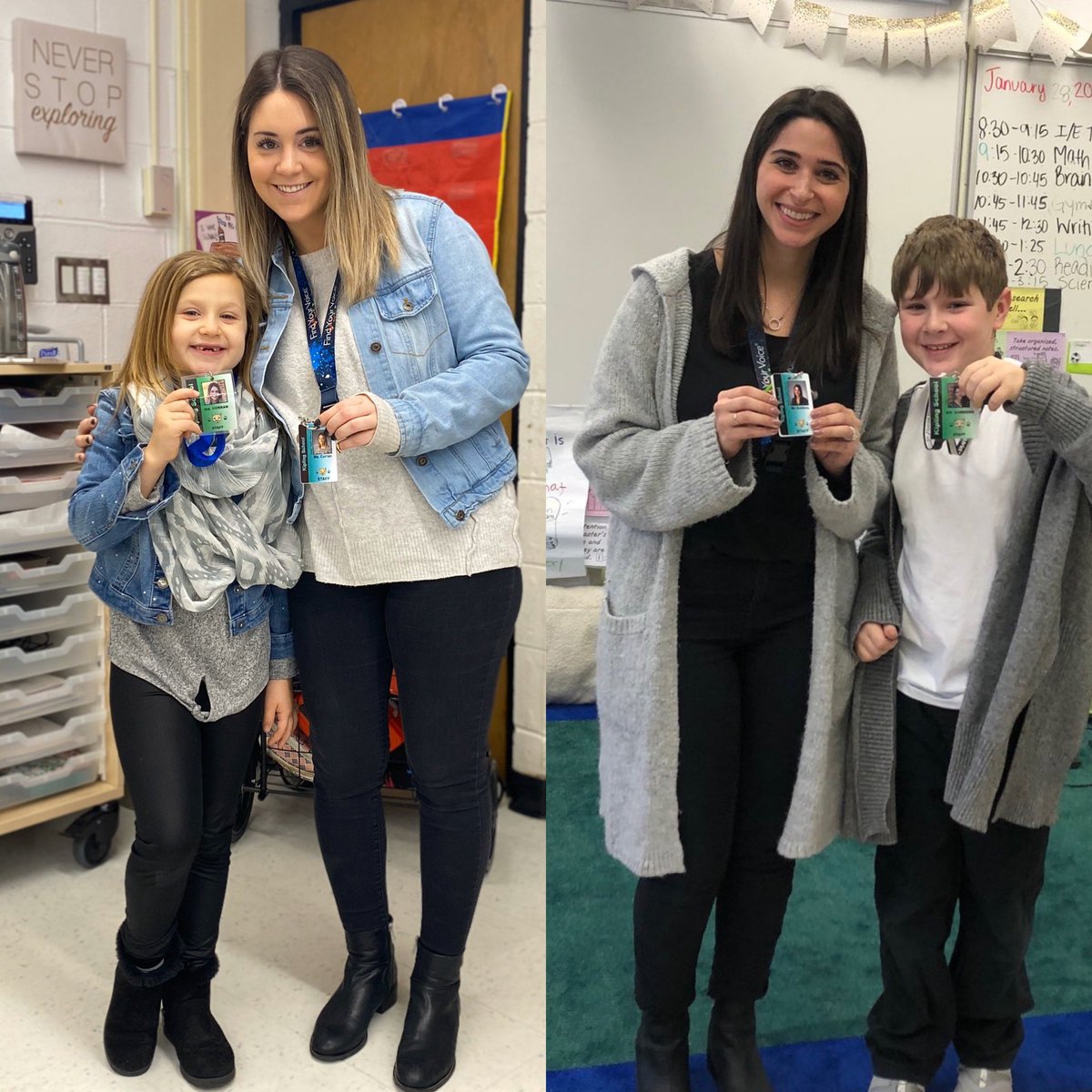 JamieTiplitsky's tweet photo. Imitation is the best form of flattery...or my kids are just insanely obsessed with their amazing teachers. #dresslikeyourteacherday #nailedit #kiplingiskind #engage109 @KipElem @Amanda_Gomberg @Curran_Crew https://t.co/JpyBDzB1yA