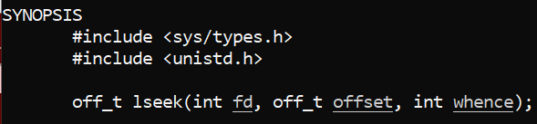 #include <sys/types.h>
#include <unistd.h>

off_t lseek(int fd, off_t offset, int whence);