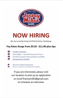 Jersey Mikes NOW HIRING💵💵