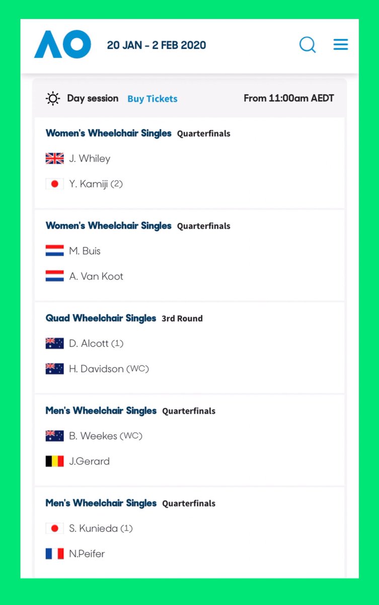 Schedule for Wednesday on court 8