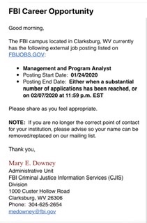 FBI Career Opportunity!!
