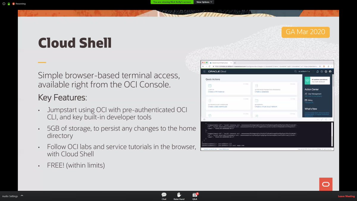 robertvanmolken's tweet photo. New #Oracle #OCI service is coming, the #Cloud #Shell. https://t.co/AzPN2FqTAv