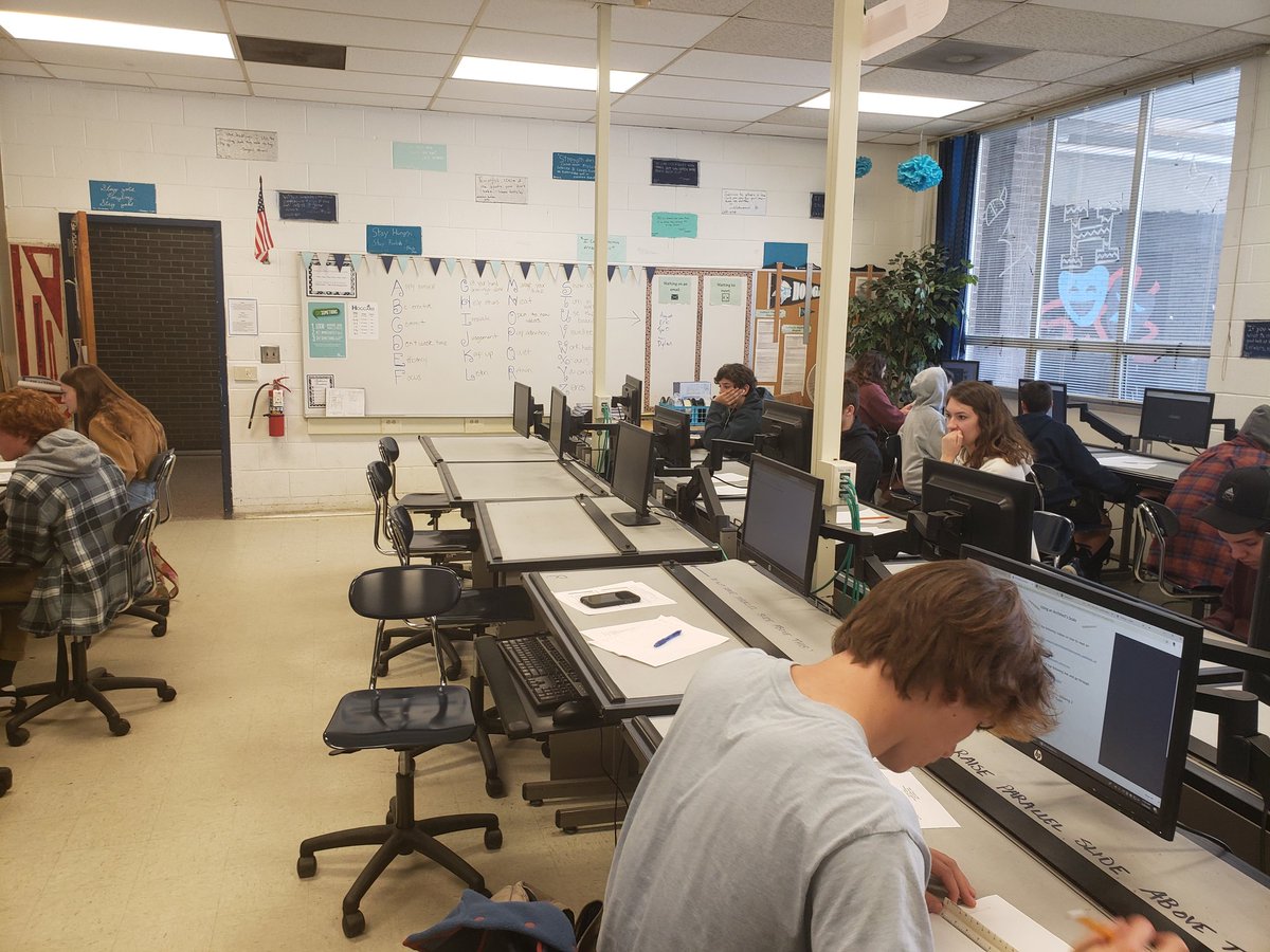 HoggardDrafting's tweet photo. Architecture 2&amp;3 are up at a running pace &amp; already learning/creating on day Numero-Uno! They even created their "ABC's to Success in Drafting" to share with those just starting in the program #hoggardhs #newhanovercosch #nhcscte @nhcsCTE #hoggardcte https://t.co/VCIcELgZ7o