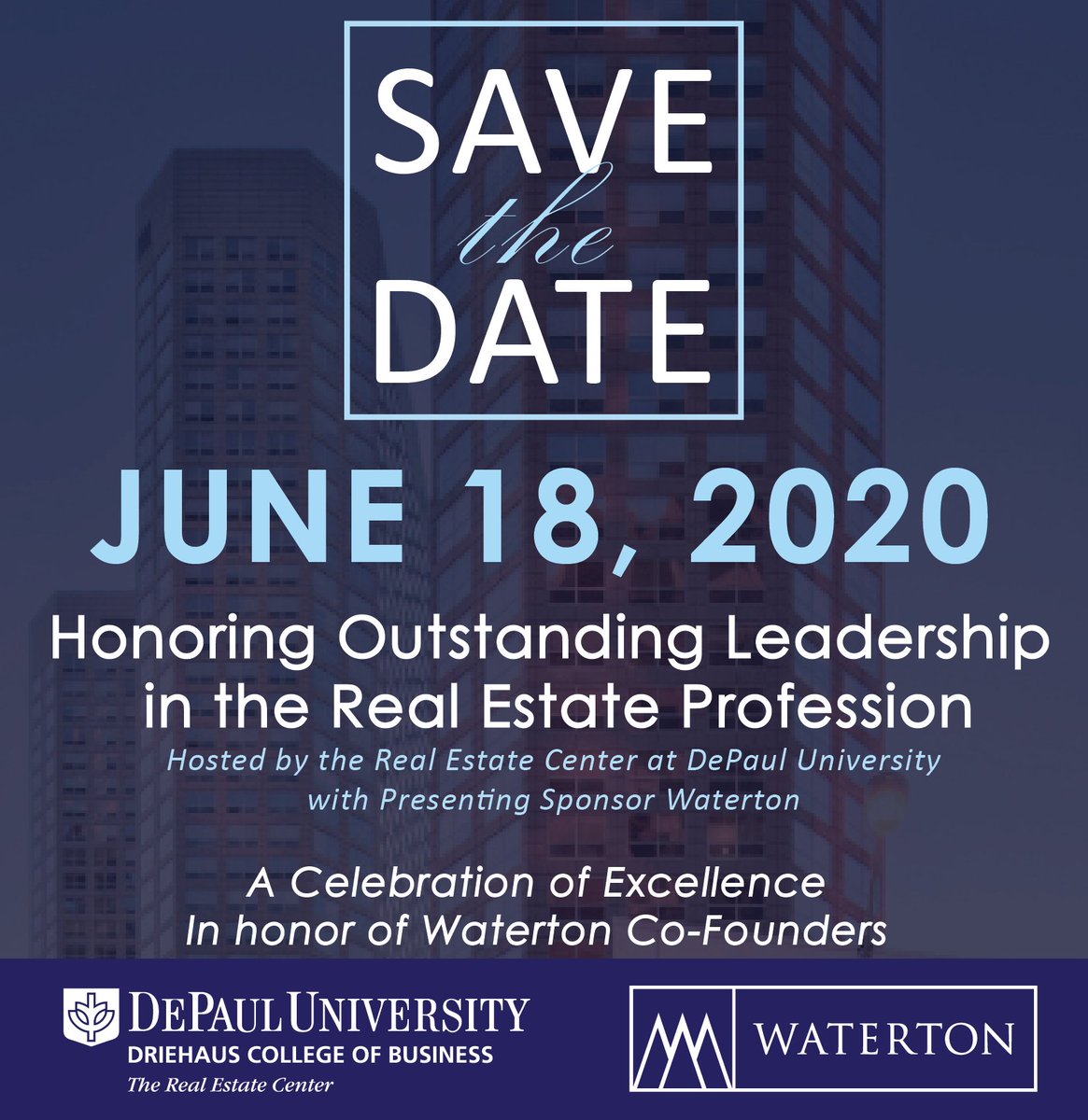 DePaul's Real Estate Center will honor <a href="/WatertonCareers/">Waterton Careers</a> co-founders David Schwartz and Peter Vilim (MST '84) for their 25 years of outstanding leadership in the real estate profession. Details: ow.ly/U5vj50y75iw