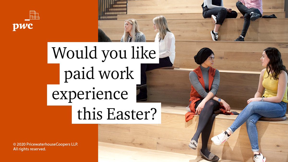JoannePwC's tweet photo. Would you like a 3-day paid work experience opportunity at @PwC_UK_Careers this Easter break? You could apply to our Women in Business programme, available to university students across the UK. 

Click here to find a programme near you: https://t.co/U09cezKnKv https://t.co/8ERnz4mUG0
