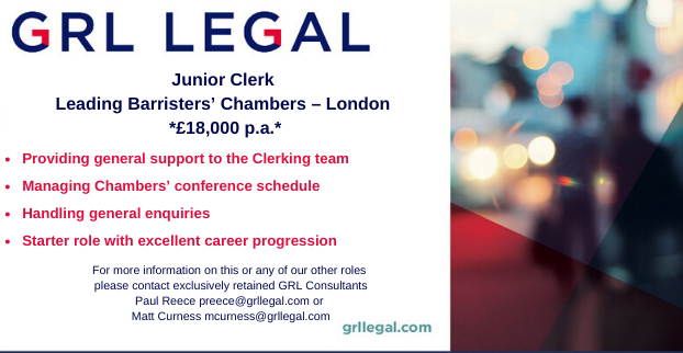 GRLLegal's tweet photo. **Junior Clerk**
Leading Barristers' Chambers #grlrecruits #chambersroles #adminroles https://t.co/YBo8lUEjI7
