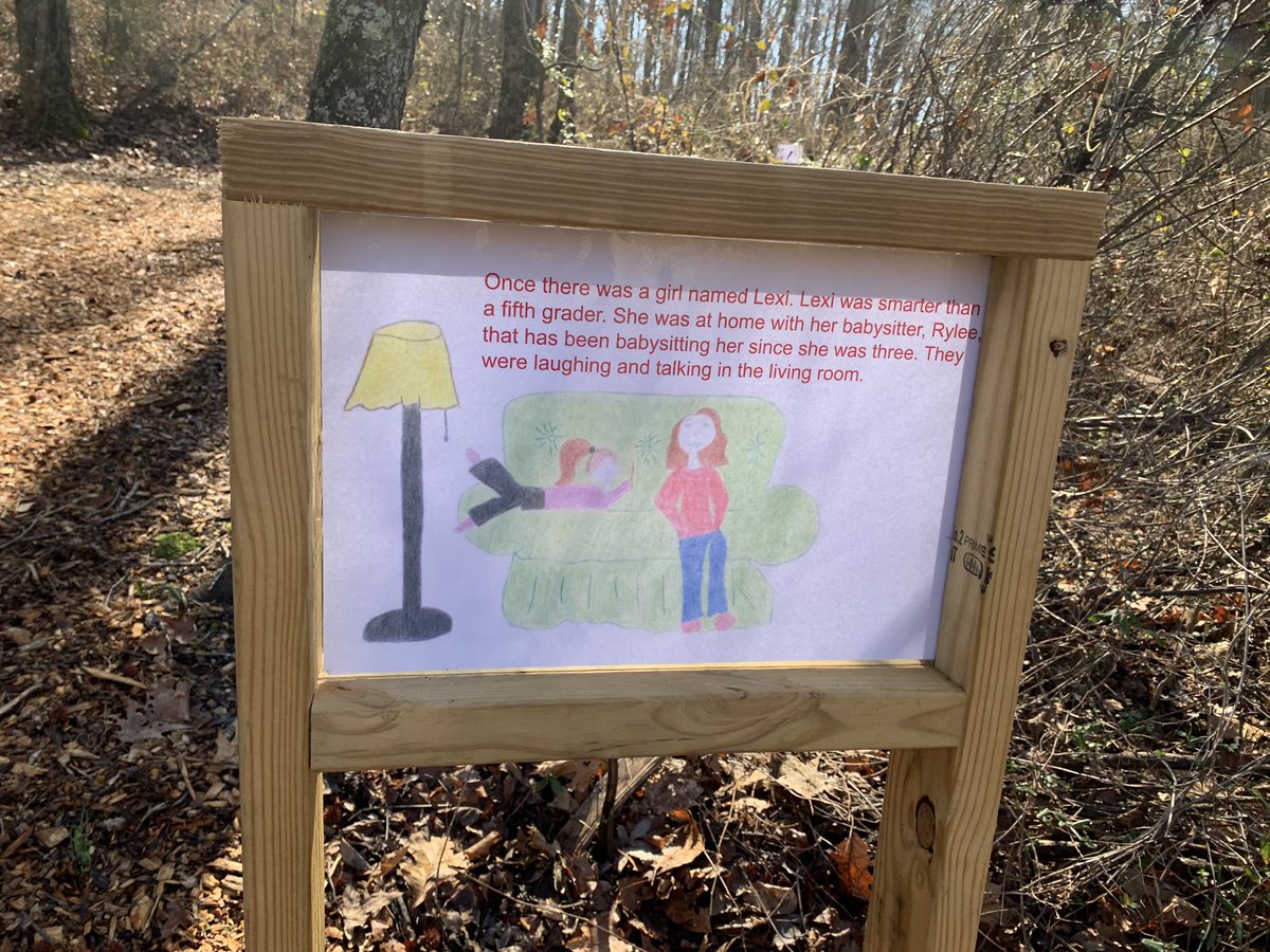 Chattajill's tweet photo. Incredible! These Harrison Elem kids built a storybook trail in the Enterprise South Nature Center. Building with power tools, writing, learning in nature... meaningful and cool! @HCSHarrisonBay @HES_STEAM https://t.co/rlUpTCSgOh